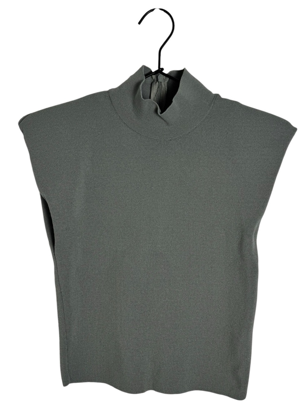 ZARA Gray Structured Shoulder Mock Neck Knit Top Small